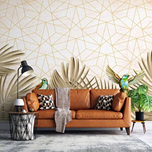 Kuş Ve Palmiye Temalı Duvar Kağıdı Baskı - Dkm-010_2231 700x280 cm