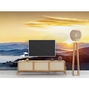 Dağ Gündoğumu Manzaralı Duvar Kağıdı Baskı - Dkm239076 425x280 cm