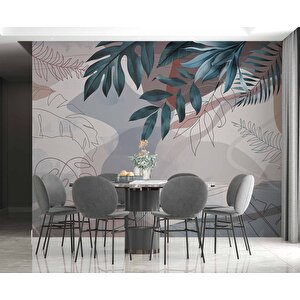 Yeşil Yaprak Çizim Temalı Duvar Kağıdı - Dkm896012