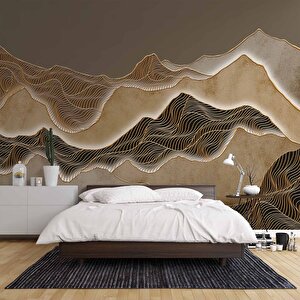 3 Boyutlu Parametrik Çöl Desenli Duvar Kağıdı Baskı - Dkm099039 550x240 cm
