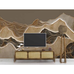 3 Boyutlu Parametrik Çöl Desenli Duvar Kağıdı Baskı - Dkm099039 550x240 cm