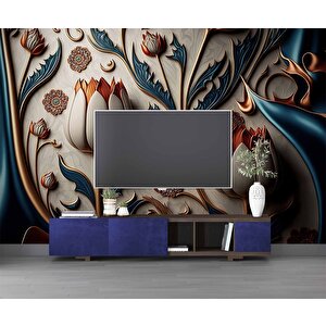 3 Boyutlu Beyaz Lale Desenli Duvar Kağıdı - Dkm886065 100x280 cm