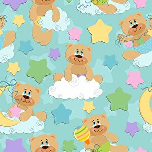 Ayıcık-bulut Duvar Kağıdı Baskı - Dkm364097