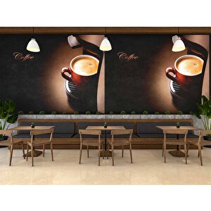 Kahve Makineli Cafe Duvar Kağıdı Baskı - Dkm287126 800x315 cm
