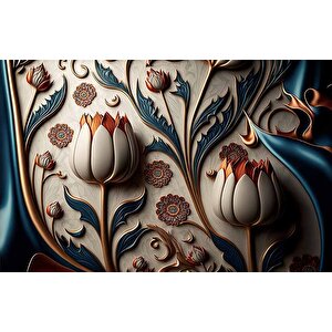 3 Boyutlu Beyaz Lale Desenli Duvar Kağıdı - Dkm886056