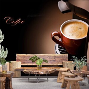 Kahve Makineli Cafe Duvar Kağıdı Baskı - Dkm287049 275x260 cm