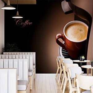 Kahve Makineli Cafe Duvar Kağıdı Baskı - Dkm287049 275x260 cm