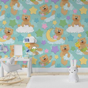 Ayıcık-bulut Duvar Kağıdı Baskı - Dkm364101 525x300 cm