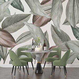 Soft Yeşil Yaprak Desenli Duvar Kağıdı - Dkm477058