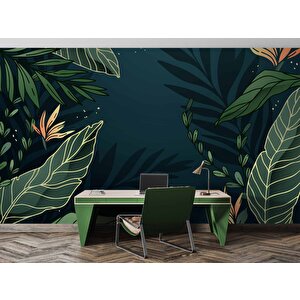 Yaprak Desenli Duvar Kağıdı Baskı - Dkm555105