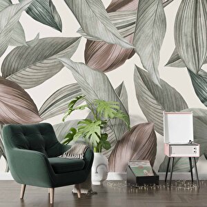 Soft Yeşil Yaprak Desenli Duvar Kağıdı - Dkm477037