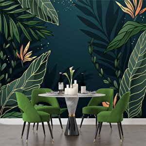 Yaprak Desenli Duvar Kağıdı Baskı - Dkm555096