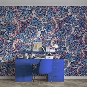 3 Boyutlu Lacivert Çini Desenli Duvar Kağıdı - Dkm815067