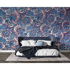 3 Boyutlu Lacivert Çini Desenli Duvar Kağıdı - Dkm815116 375x315 cm
