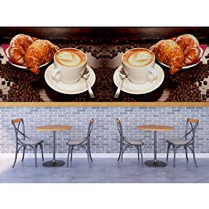Kahve Kruvasan Cafe Duvar Kağıdı Baskı - Dkm260067