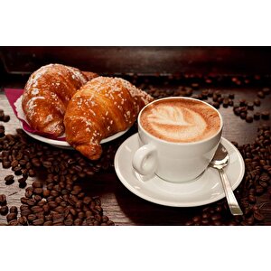 Kahve Kruvasan Cafe Duvar Kağıdı Baskı - Dkm260067