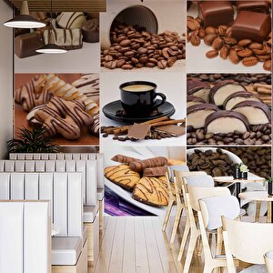 Kahve & Atıştırmalık Cafe Duvar Kağıdı Baskı - Dkm300014 450x200 cm