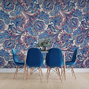 3 Boyutlu Lacivert Çini Desenli Duvar Kağıdı - Dkm815075
