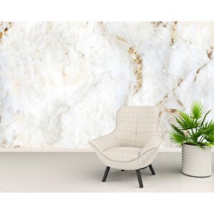 3 Boyutlu Beyaz Altın Mermer Temalı Duvar Kağıdı - Dkm658062