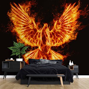 Alevli Anka Kusu Temalı Duvar Kağıdı - Dkm857036 475x240 cm