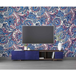 3 Boyutlu Lacivert Çini Desenli Duvar Kağıdı - Dkm815057 475x260 cm