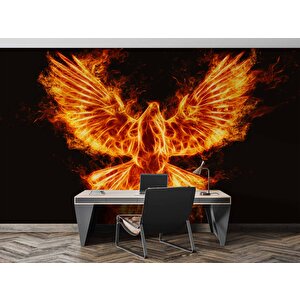 Alevli Anka Kusu Temalı Duvar Kağıdı - Dkm857066
