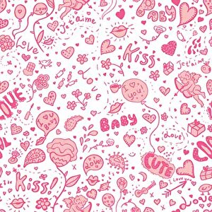 Pembe Kalp Desenli Duvar Kağıdı Baskı - Dkm359111