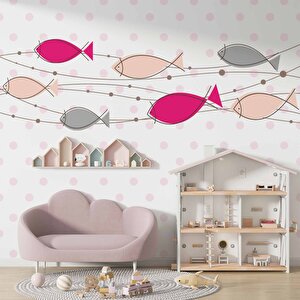 Balıklı Çocuk Odası Duvar Kağıdı Baskı - Dkm387108 150x315 cm