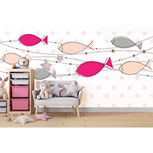 Balıklı Çocuk Odası Duvar Kağıdı Baskı - Dkm387034