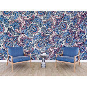 3 Boyutlu Lacivert Çini Desenli Duvar Kağıdı - Dkm815047