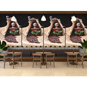 Kahve Öğütme Makinesi Cafe Duvar Kağıdı Baskı - Dkm297058 500x260 cm