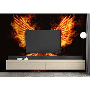 Alevli Anka Kusu Temalı Duvar Kağıdı - Dkm857034