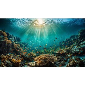 Su Altı Balıklı Duvar Kağıdı Baskı - Dkm233047