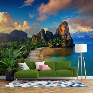 Dağ Ve Deniz Manzaralı Duvar Kağıdı - Dkm996015 475x200 cm
