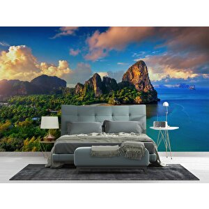 Dağ Ve Deniz Manzaralı Duvar Kağıdı - Dkm996015 475x200 cm