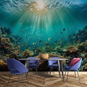 Su Altı Balıklı Duvar Kağıdı Baskı - Dkm233023