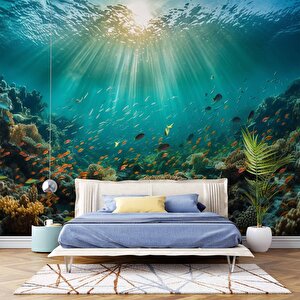 Su Altı Balıklı Duvar Kağıdı Baskı - Dkm233043 900x240 cm