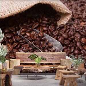 Kahve Çekirdeği Cafe Duvar Kağıdı Baskı - Dkm259051 325x260 cm