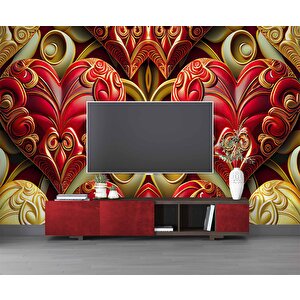 3 Boyutlu Kalp Desenli Duvar Kağıdı - Dkm781014 450x200 cm