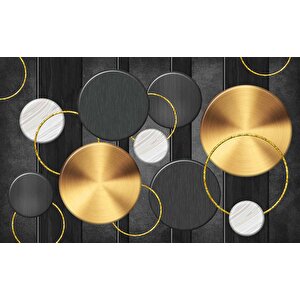 3 Boyutlu Yuvarlak Geometri Desenli Duvar Kağıdı - Dkm788059