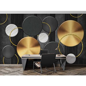 3 Boyutlu Yuvarlak Geometri Desenli Duvar Kağıdı - Dkm788039 550x240 cm