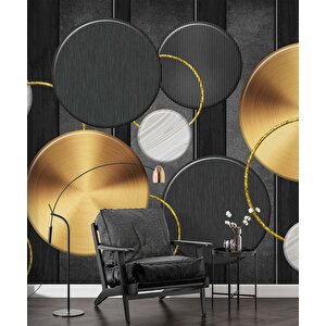 3 Boyutlu Yuvarlak Geometri Desenli Duvar Kağıdı - Dkm788053