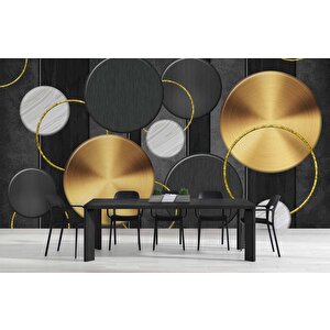 3 Boyutlu Yuvarlak Geometri Desenli Duvar Kağıdı - Dkm788053