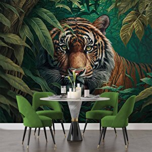 Kaplan Ve Yaprak Temalı Duvar Kağıdı - Dkm618010