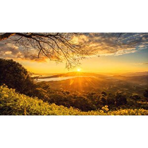 Dağ Manzaralı Gündoğumu Duvar Kağıdı Baskı - Dkm230032