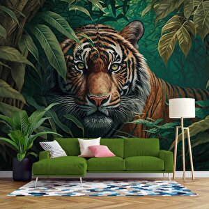 Kaplan Ve Yaprak Temalı Duvar Kağıdı - Dkm618005 225x200 cm