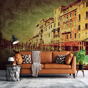 Nostalji İtalya Venedik Manzaralı Duvar Kağıdı - Dkb947060 550x260 cm