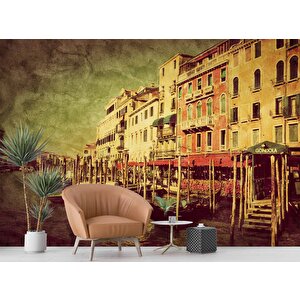 Nostalji İtalya Venedik Manzaralı Duvar Kağıdı - Dkb947046