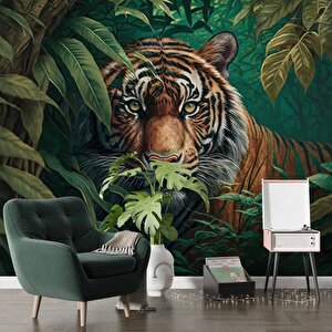 Kaplan Ve Yaprak Temalı Duvar Kağıdı - Dkm618051