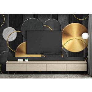 3 Boyutlu Yuvarlak Geometri Desenli Duvar Kağıdı - Dkm788032 375x240 cm